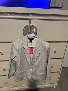MAZE Light Gray Windowpane Single-Button Blazer